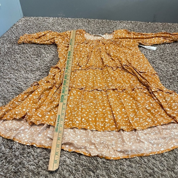 Lizard Thicket Fourteenth and 9th nwt mustard floral rayon dress - Picture 7 of 8